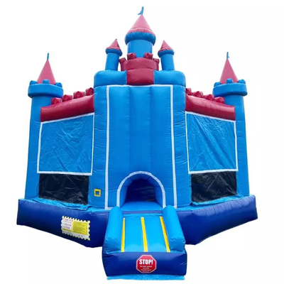 Indoor/Outdoor Princess Castle Blue & Red Bouncy Castle With Slider For Your Event