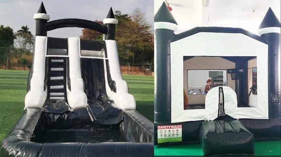 Indoor/Outdoor Black And White Tuxedo Bounce House Inflatable Water Slide For Party