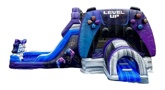 Customization And Durable Level Up Gamer Bounce House With Slide For Amusement Park
