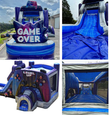 Customization And Durable Level Up Gamer Bounce House With Slide For Amusement Park