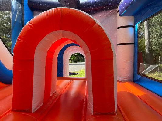 Customize Space Shuttle Bounce House With Slide For Kids Jumping Climbing