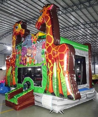 Logo Custom Giraffe Bounce House  For Party Rental Business