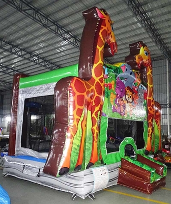 Logo Custom Giraffe Bounce House  For Party Rental Business