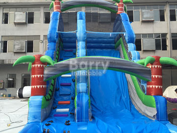 Summer Palm Tree Inflatable Outdoor Water Slide With Printing