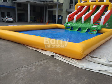 Custom Dinosaur Slide Inflatable Water Park With Pool For Summer