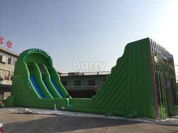 Commercial Giant Inflatable Zip Line Slide For Adults Green Color