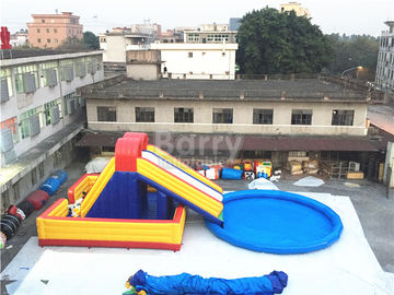 Amusement Inflatable Backyard Water Park , Inflatable Slide With Pool