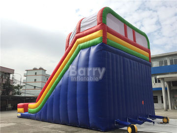 Commercial Rainbow Double Lanes Inflatable Dry Slide For Kids With Logo Printing