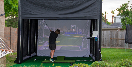 Training Outdoor Inflatable Golf Simulator Tent Golf Simulator Cage Enclosures For Home Practice With Customized Design