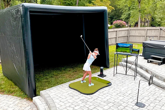 Portable Golf Training Cage Inflatable Golf Simulator Projector Shooting Tent With Screen