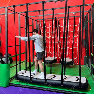 Indoor Playground Ninja Warrior Obstacle Course Inflatable Hanging Obstacle Parkour 8ft Air Bridge