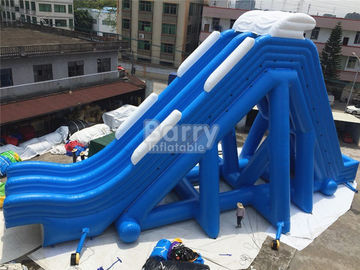 Blue Double Lanes Giant Inflatable Slide For Water Pool Fire Retardant