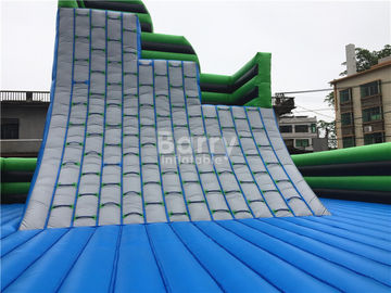 Green Outdoor Inflatable Climbing Wall Obstacle Course With Bottom Mat