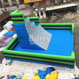 Green Outdoor Inflatable Climbing Wall Obstacle Course With Bottom Mat