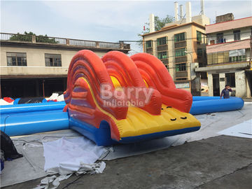 Rectangle Shape Inflatable Pool With Small Slide For Water Ball Or Paddle Boats