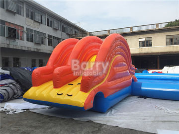 Rectangle Shape Inflatable Pool With Small Slide For Water Ball Or Paddle Boats
