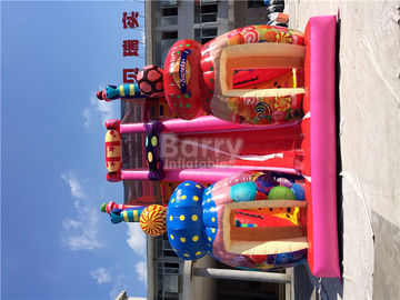 Pink Candy 0.55mm PVC tarpaulin Outdoor Giant Inflatable Slide / Blow Up Amusement Park