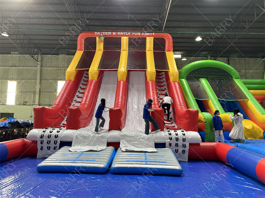 Outdoor Huge Bounce House Adult Kids Pvc Slide With Pool Inflatable Water Park For Fun Amusement Park