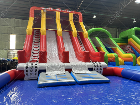 Outdoor Huge Bounce House Adult Kids Pvc Slide With Pool Inflatable Water Park For Fun Amusement Park