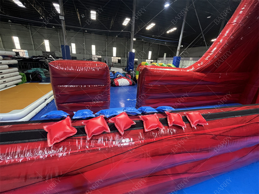 Party Inflatables Indoors And Outdoors Bounce Game Red Bungee Run Fun With This 2-Lane