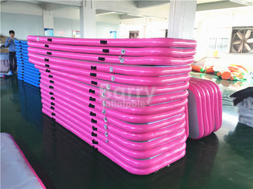 Durable Soft Pink Inflatable Air Track Gymnastics Mat / Floating Water Mat