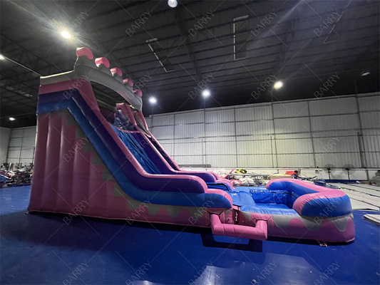 8.4x3.6x6m Custom Jumper Bouncy Kids Pink Princess Inflatable Water Slides For Party