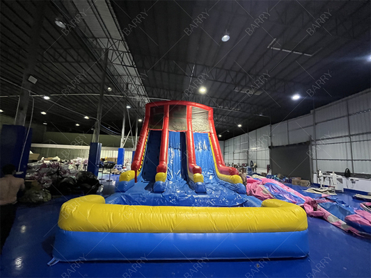 10.5x5.4x6.6m Commercial Double Lane Giant Inflatable Waterslide Jumper Bouncing Moon Bounce Water Slides For Adult Pool