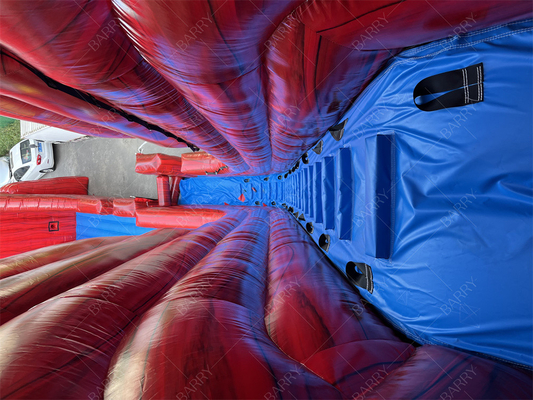 Factory Customized Commercial Red Giant Water Slide Exciting Inflatable Slip N Fly Zip Line Sport Game