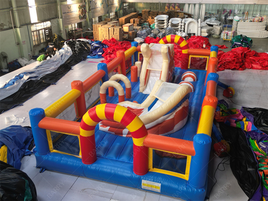Outdoor Kids Playground Inflatable Theme Park With Slide Obstacle Course