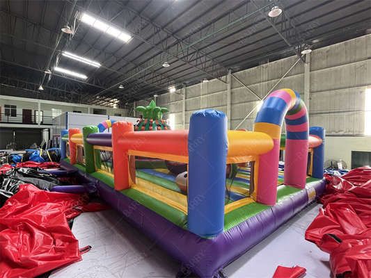 Custom Commercial Obstacle Course Fruit Inflatable Theme Park With Pineapple Climbing Wall For Party Rental