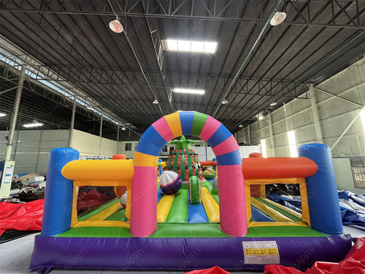 Custom Commercial Obstacle Course Fruit Inflatable Theme Park With Pineapple Climbing Wall For Party Rental