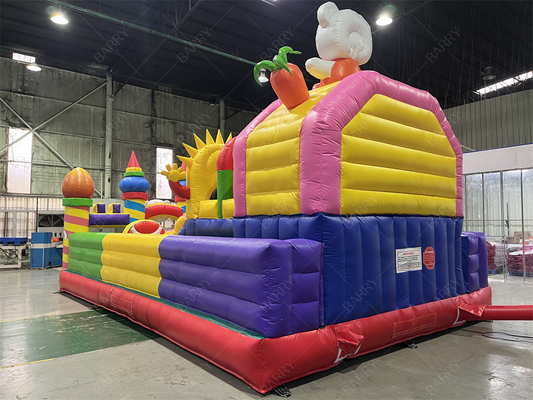Zoo Animal Serious Bear Rabbit Small Kids Bouncy Castle Theme Park Fun City For Children
