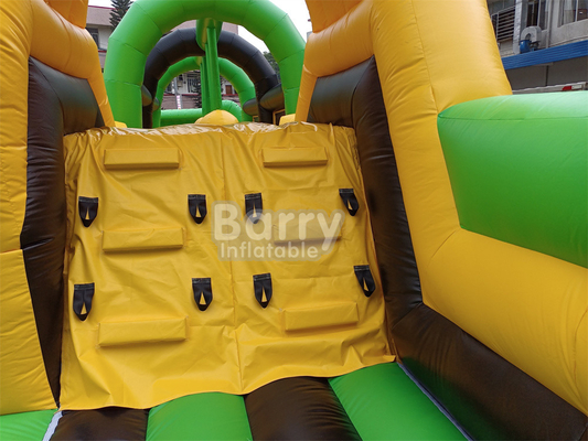 Giant Outdoor Water Dry Inflatable Theme Park National Indoor Big Bounce House With Wipe Out Game Slide Climbing Wall