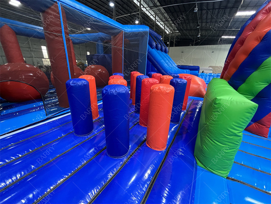 Commercial Inflatable Theme Park With Big Ball Obstacle Course Indoor Bounce Playground Disco Bounce Basketball Hoop