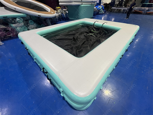 Durable Drop Stitch Portable Floating Ocean Sea Swimming Yacht Pool Inflatable Sea Pool With Anti Jellyfish Net
