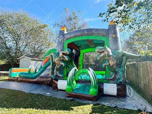 T-Rex Dinosaur Inflatable Water Slide Bounce House Combo Inflatable Bouncer Jumping Castle