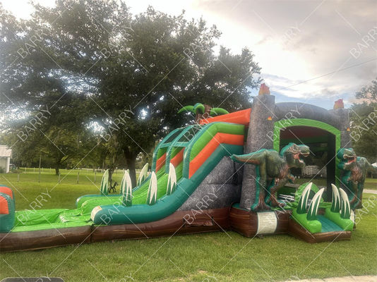 T-Rex Dinosaur Inflatable Water Slide Bounce House Combo Inflatable Bouncer Jumping Castle
