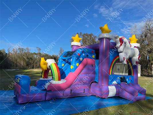 Commercial Inflatable Water Slide Combo Bouncer Unicorn Jumper Jumping Moon Bouncy Castles Bounce House