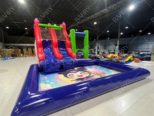 Commercial Melody Kuromi Cartoon Inflatable Water Slide With Pool For Party
