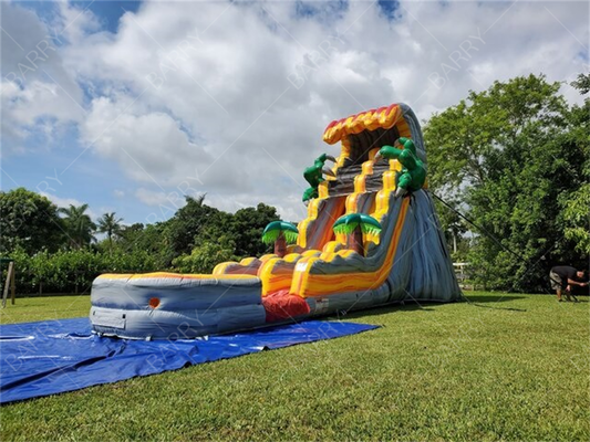 T-Rex Jungle Theme Inflatable Slide Commercial Grade Backyard Blow up Water Slides With Pool for Kids and Adults With Blower