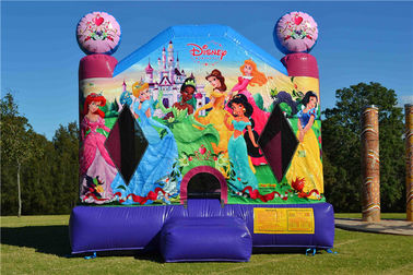 Fire - Resistant Inflatable Bouncer , Blow Up Disney Princess Jumping Castle