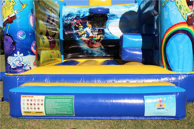 Yellow 0.55 PVC Tarpaulin Spongebob Jumping Castle , Inflatable Bounce House Moonwalk For Kids