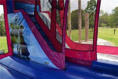 OEM Printing Inflatable Bouncer Slide , Commercial Disney Frozen C4 Combo Jumping Castle