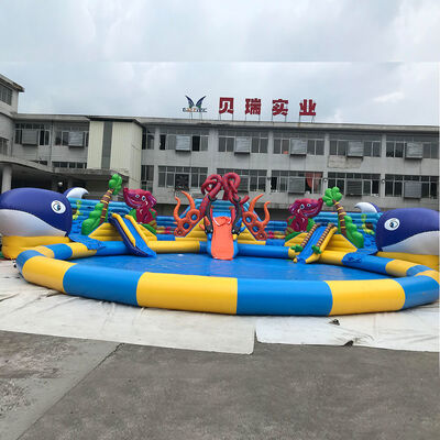 customized giant octopus water park,dolohin animal inflatable water park with big pool toys