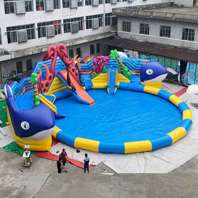 customized giant octopus water park,dolohin animal inflatable water park with big pool toys