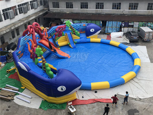 customized giant octopus water park,dolohin animal inflatable water park with big pool toys