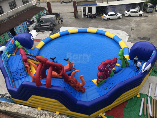 customized giant octopus water park,dolohin animal inflatable water park with big pool toys