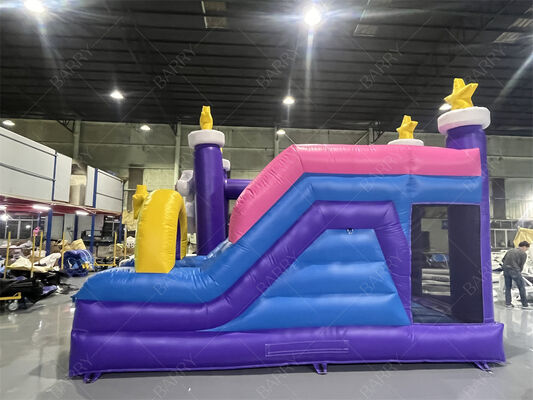 Commercial Grade Unicorn Bounce House with Slide Rainbow Star Themed Inflatable Combo for Kids Parties & Events