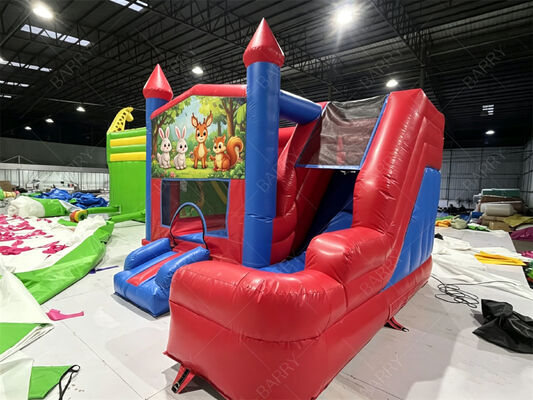 Red Commercial PVC Jumping Bouncer Bouncy Castle Bounce House With Slide