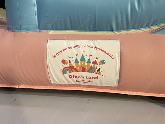 Pink and Blue Princess Pastel Castle Inflatable Bounce House with Slide